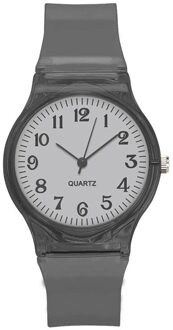 Kids Horloge Kinderen Quartz Horloges Horloge Jelly Voor Meisje Een Jongen Klokken Sport Baby Student Transparante Plastic Kids Horloge zwart