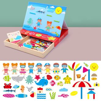 Kids Houten Speelgoed Magnetische Puzzels Gezicht Kenmerken Cognitieve Pairing Tekentafel Box Vroege Educatief Speelgoed Voor Jongens Meisjes A3