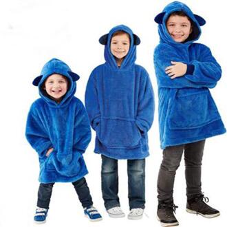 Kids Huisdieren Hoodie Deken Hoodie Kinderen Sweatshirt Huisdier Vormige Wearable Hoodie Fleece Winter Pet Capuchon Voor Kinderen blauw for kids