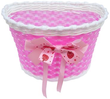 Kids Jongens Meisjes Fiets Opslag Scooter Handgreep Carrier Fiets Mand Voor Bag Achter Fietsen Opknoping Fiets Strik Mand roze