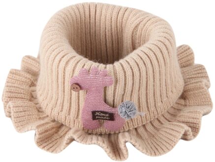 Kids Jongens Meisjes Gebreide Sjaal Cartoon Warmer Haak Cowl Kraag Cirkel Herfst en Winter Effen Sjaal khaki