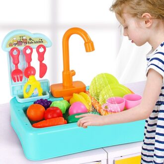 Kids Keuken Speelgoed Analoge Elektrische Vaatwasser Sink Kinderen Simulatie Rol Pretend Spelen Meisjes Speelgoed Mini Keuken Set Speelgoed groen