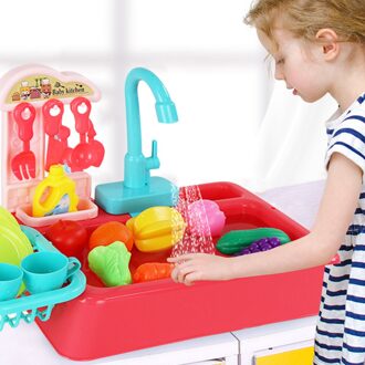 Kids Keuken Speelgoed Analoge Elektrische Vaatwasser Sink Kinderen Simulatie Rol Pretend Spelen Meisjes Speelgoed Mini Keuken Set Speelgoed Rood