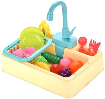 Kids Keuken Speelgoed Gesimuleerde Elektrische Vaatwasser Pretend Speelhuis Games Wastafel Gerecht Wassen Set Kinderen Kerst geel