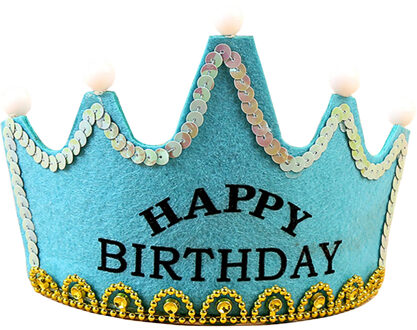 Kids/kinderen gelukkige verjaardag hoed LED Light up Prinses Koning Gelukkige Verjaardag Crown Cap Hoofdband Kerstfeest meisje hoofdband Happy birthday blauw