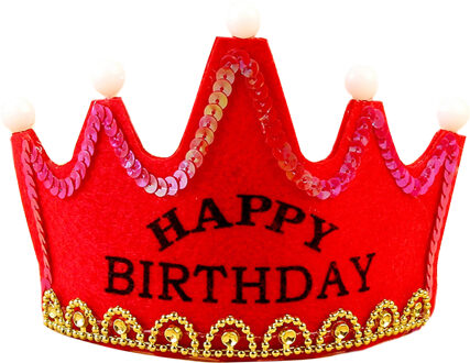 Kids/kinderen gelukkige verjaardag hoed LED Light up Prinses Koning Gelukkige Verjaardag Crown Cap Hoofdband Kerstfeest meisje hoofdband Happy birthday rood