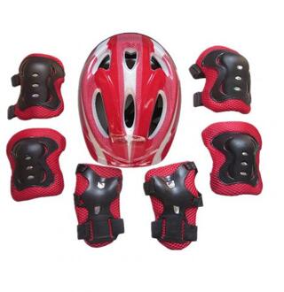 Kids Kinderen Rolschaatsen Fiets Veiligheid Helm Knie Elleboog Pols Guard Pad Set Rood