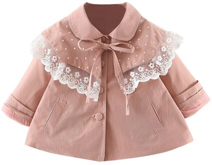 Kids Kleding Peuter Baby Kinderen Meisjes Solid Lace Winddicht Jas Uitloper Casual Kleding Jassen Voor Meisjes Jassen Uitloper Roze / M