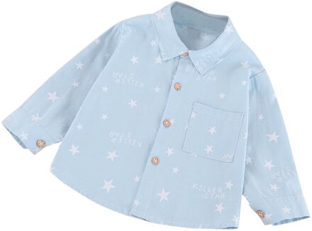 Kids Kleding Peuter Kids Baby Jongens Lange Mouwen Brief Print Tops Shirt Blouse Kleding Kids Carton Print Shirt Blauw / 12m