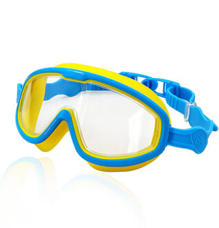 Kids Kleurrijke Zwembril Siliconen Anti Fog Uv Shield Zwemmen Bril Wide View Zwemmen Gear Voor Jongens Meisjes blauw
