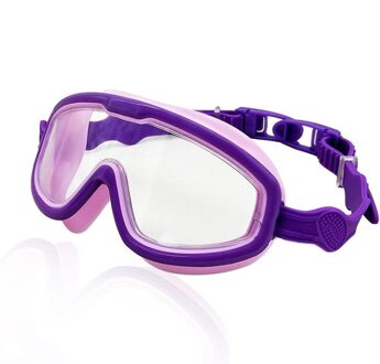 Kids Kleurrijke Zwembril Siliconen Anti Fog Uv Shield Zwemmen Bril Wide View Zwemmen Gear Voor Jongens Meisjes paars
