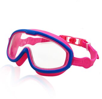 Kids Kleurrijke Zwembril Siliconen Anti Fog Uv Shield Zwemmen Bril Wide View Zwemmen Gear Voor Jongens Meisjes rood