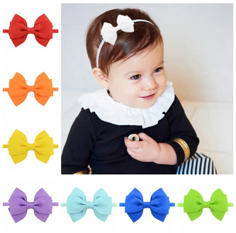 Kids Lovely Grosgrain Ribbon Bowknot Headband Bow Tie Small Mini Thin Elastic Head Band Girls Hairbands Baby Hair Accessories