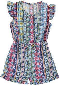 Kids Meisje Overalls Mouwloze Meisjes Romper Boho Patroon Meisjes Jumpsuit Sunsuit Bodysuit Zomer Meisjes Kleding Outfits Met Riem 120