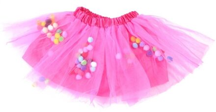 Kids Meisjes Ballet Gelaagde Fluffy Tulle Tutu Rok Met Regenboog Pom Pom Bladerdeeg Bal Meisje Tutu Rok Kids Kleding Prinses kleding roos rood