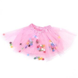 Kids Meisjes Ballet Gelaagde Fluffy Tulle Tutu Rok Met Regenboog Pom Pom Bladerdeeg Bal Meisje Tutu Rok Kids Kleding Prinses kleding Roze