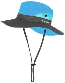 Kids Meisjes Paardenstaart Zomer Zonnehoed Brede Rand Uv-bescherming Emmer Cap Vrouwen Outdoor Brede Rand Opvouwbare Safari Vissen Cap lucht blauw
