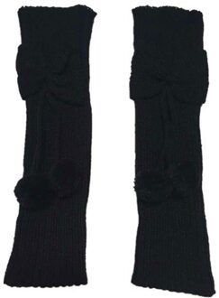 Kids Meisjes Strik Pompom Knit Beenwarmers Boot Sokken Manchetten Toppers Kerstcadeaus Botas Feminina Носки Женские Набор zwart