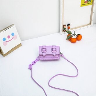 Kids Mini Bag Leuke Candy Kleur Portemonnees En Handtassen Voor Meisjes Kleine Coin Pouch Meisje Clutch Purse Paars