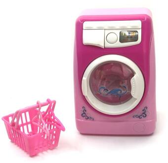 Kids Mini Simulatie Licht Elektrische Wasmachine Mand Pretend Play Game Speelgoed Set Roze
