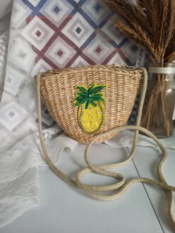 Kids Mini Strozak 2022 Leuk Meisje Kleine Coin Pouch Kawaii Baby Meisjes Rotan Strand Crossbody Bag Peuter Purse ananas