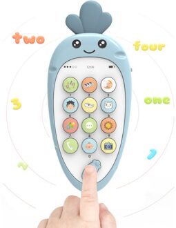 Kids Mobiele Telefoon Speelgoed Multifunctionele Simulatie Vroege Jeugd Puzzel Educatief Touch Screen Muziek Telefoon Speelgoed blauw