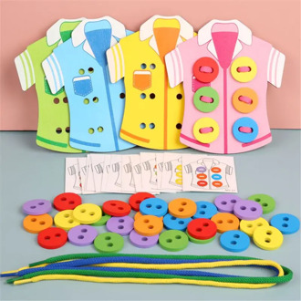 Kids Montessori Educational Toys Children Wooden Beads Lacing Board Toys Toddler