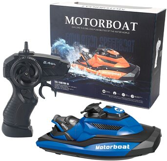 Kids Motorfiets Speedboot 2.4Ghz Afstandsbediening Boot High Speed Rc Boten Voor Jongens Usb Opladen Anti-Collision water Speelgoed blauw