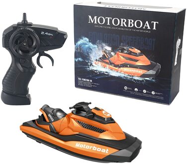 Kids Motorfiets Speedboot 2.4Ghz Afstandsbediening Boot High Speed Rc Boten Voor Jongens Usb Opladen Anti-Collision water Speelgoed oranje