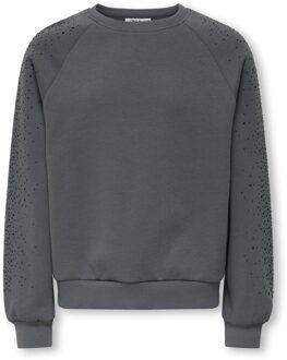 KIDS ONLY winter sweater meisjes - grijs - KogZenna - oversize fit, glitter steentjes - maat 110/116
