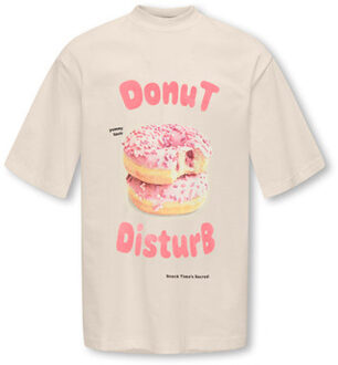 KIDS ONLY winter t-shirt meisjes - beige - KogBabette - loose fit, korte mouw - maat 110/116