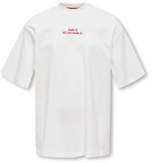 KIDS ONLY winter t-shirt meisjes - wit - KogBabette - loose fit, korte mouw - maat 110/116