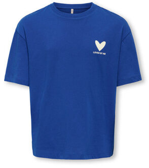 KIDS ONLY winter top meisjes - blauw - KogEllie - oversize fit, korte mouw - maat 110/116