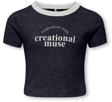 KIDS ONLY winter top meisjes - blauw - KogVasity - tight fit, korte mouw - maat 110/116