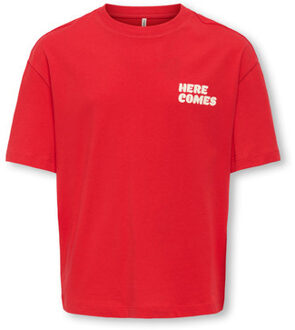 KIDS ONLY winter top meisjes - rood - KogEllie - oversize fit, korte mouw - maat 110/116