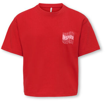 KIDS ONLY winter top meisjes - rood - KogJasmine - box fit, korte mouw - maat 122/128