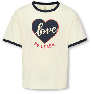 KIDS ONLY winter top meisjes - wit - KogPella - loose fit, korte mouw - maat 110/116