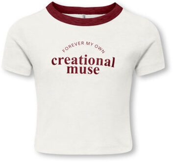 KIDS ONLY winter top meisjes - wit - KogVasity - tight fit, korte mouw - maat 110/116