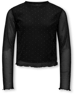 KIDS ONLY winter top meisjes - zwart - KogJada - regular fit, longsleeve, glitter steentjes - maat 110/116