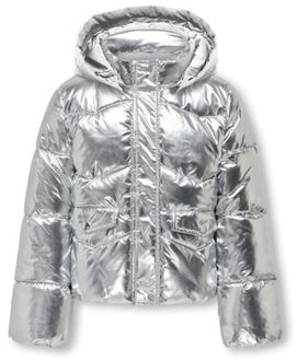 KIDS ONLY winter winterjas meisjes - zilver - KogPearl - puffer, capuchon - maat 128