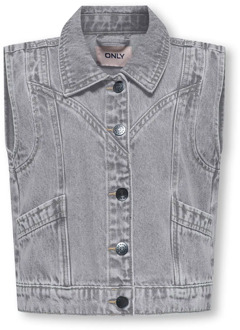 KIDS ONLY zomer jeans gilet meisjes - licht grijs denim - Kogkennedy - Maat 128