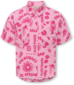 KIDS ONLY zomer t-shirt S/S meisjes - fuchsia, roze paars - Kogzalina - Maat 116