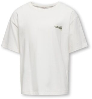 KIDS ONLY zomer t-shirt S/S meisjes - loose fit - off wit - Koghelen - Maat 122/128