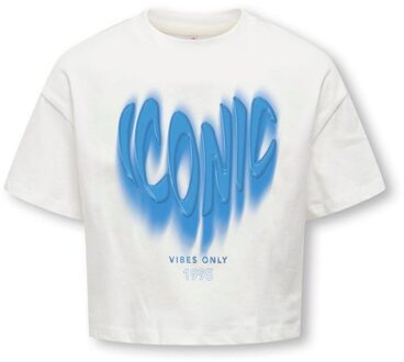 KIDS ONLY zomer t-shirt S/S meisjes - print - off wit - Kogdaphne - Maat 110/116