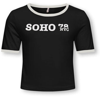 KIDS ONLY zomer t-shirt S/S meisjes - zwart - Kognina - Maat 110/116