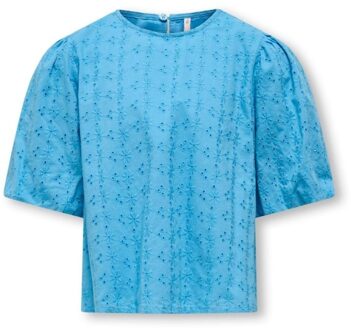 KIDS ONLY zomer top S/S meisjes - embroidery - blauw - Kogmargot - Maat 140