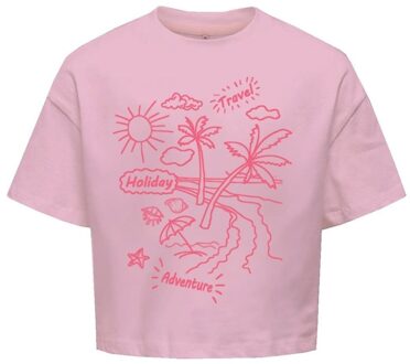 KIDS ONLY zomer top S/S meisjes - loose fit - roze - Kogvacay - Maat 122/128
