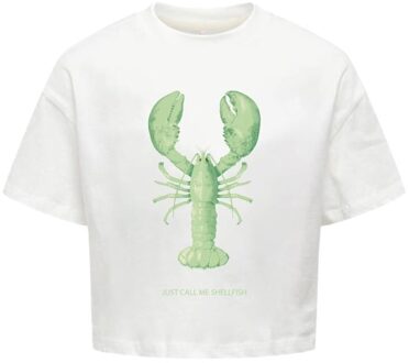 KIDS ONLY zomer top S/S meisjes - print - wit - Kogkelly - Maat 110/116