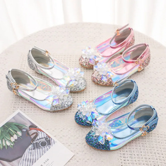 kids performance shoes 2020 spring new girls shoes shiny crystal flower girls princess shoes wholesale