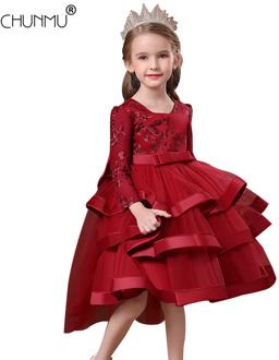 Kids Princess Dress for Girls Formal Lace Embroidery Baby Girl Dresses Elegant Tutu Party Wedding Dress 3-12 Years Vestidos